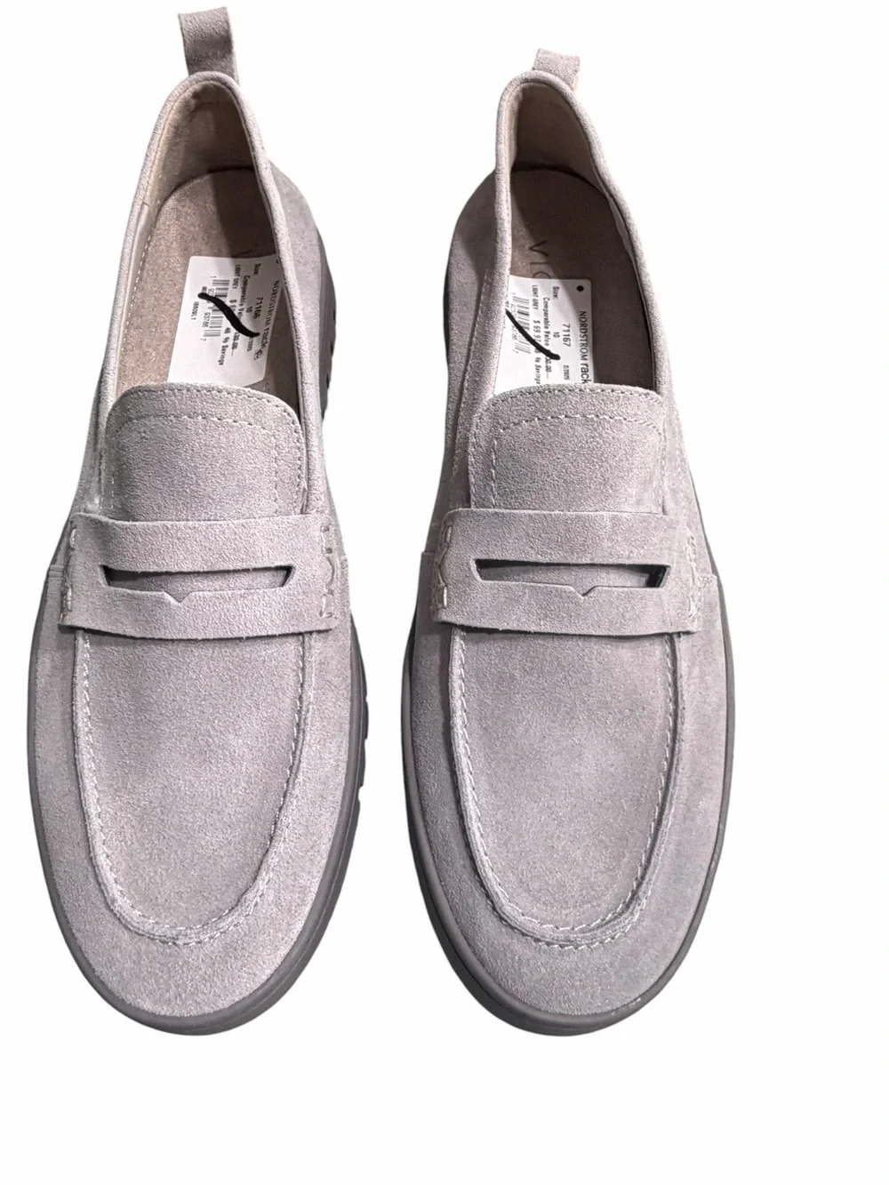 Vionic Classic Women’s Suede Penny Loafers in Light Gray